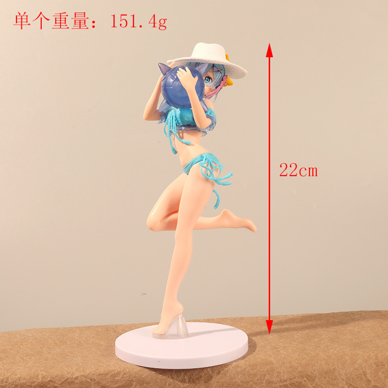 Mô Hình Nhân Vật rem ram Mặc Đồ Bơi Trong Re: Life in a different world from zero Cao 22cm