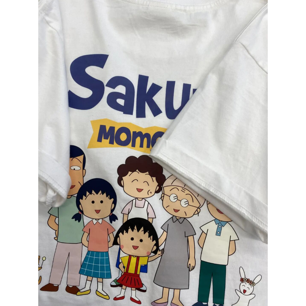 T-shirt nữ tay ngắn 100% cotton trắng xu hướng mới cherry maruko print ladies tops