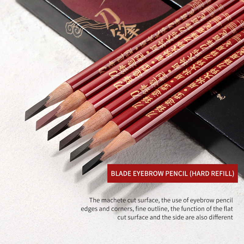 Gecomo Bút Kẻ Lông Mày Lõi Cứng 6 Màu Tùy Chọn Lâu Trôi Chống Thấm Nước