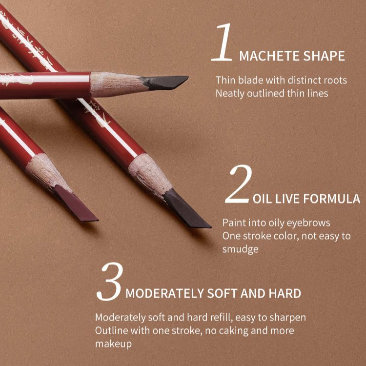 Gecomo Bút Kẻ Lông Mày Lõi Cứng 6 Màu Tùy Chọn Lâu Trôi Chống Thấm Nước