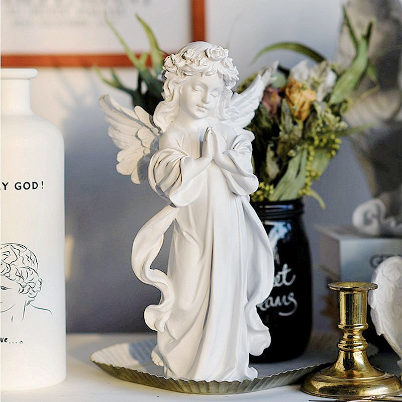 * Tượng thiên sứ đứng trắng to decor nhà cửa phong cách bắc âu Gonaments B.