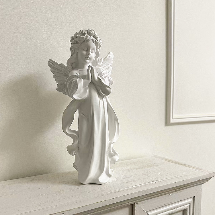 * Tượng thiên sứ đứng trắng to decor nhà cửa phong cách bắc âu Gonaments B.
