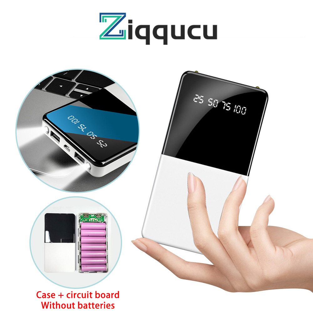 Vỏ Pin Sạc Dự Phòng ZIQQUCU Có Màn Hình LCD Và Đèn Flash Không Cần Pin
