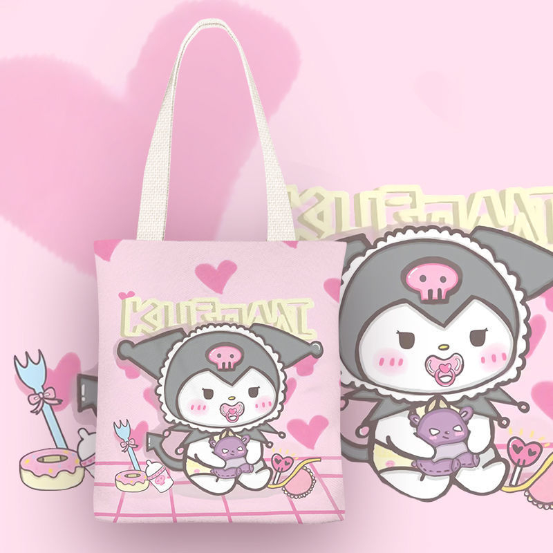 Sanrio Túi vải Hai Mặt Họa Tiết Hoạt Hình melody Dễ Thương Có Khóa Kéo h0051