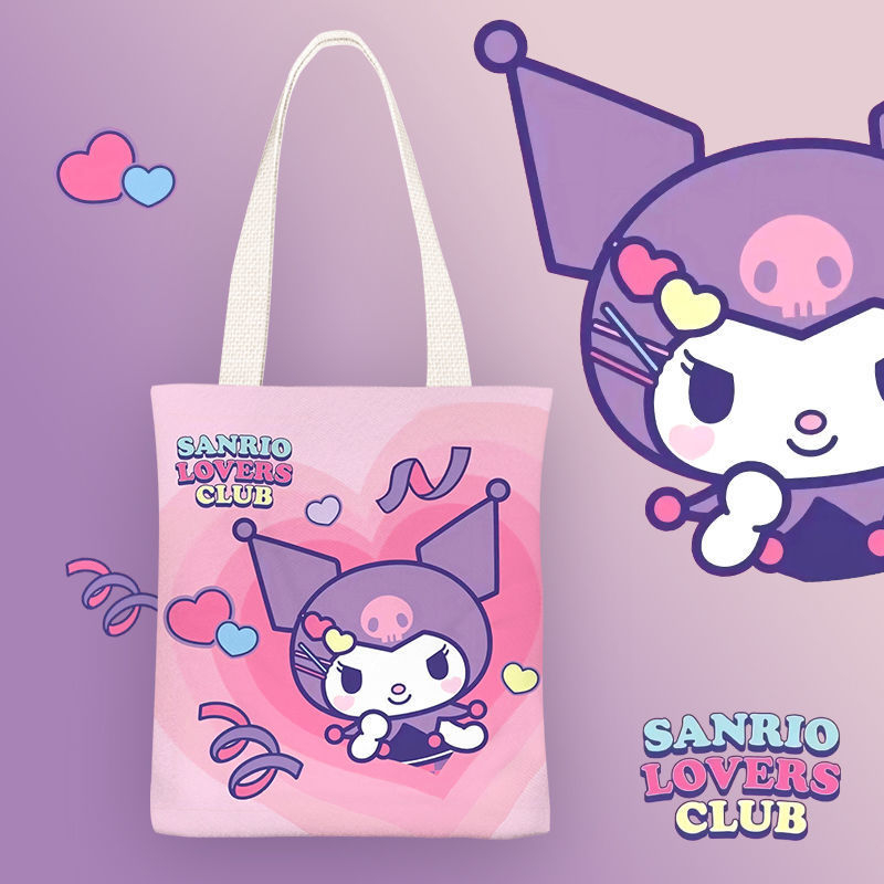 Sanrio Túi vải Hai Mặt Họa Tiết Hoạt Hình melody Dễ Thương Có Khóa Kéo h0051