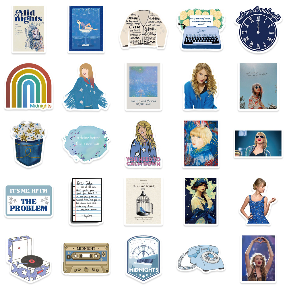 Bộ 50 Miếng Dán Trang Trí laptop / Điện Thoại / guitar taylor alison swift diy