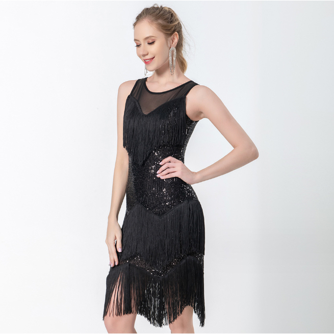 Chân Váy Tua Rua Đính Kim Sa Phong Cách Âu Mỹ Thích Hợp Biểu Diễn Nhảy latin