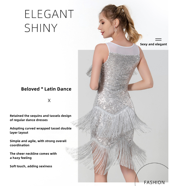 Chân Váy Tua Rua Đính Kim Sa Phong Cách Âu Mỹ Thích Hợp Biểu Diễn Nhảy latin