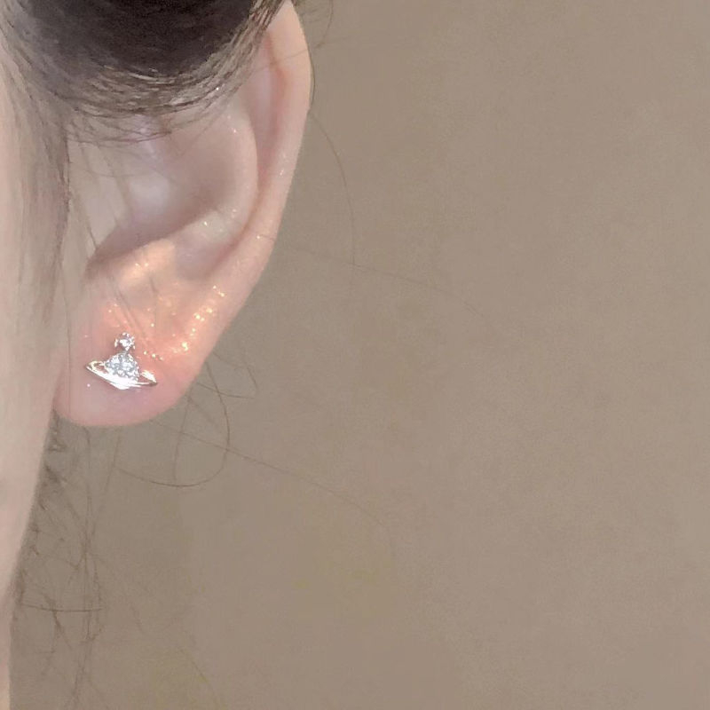 Bông Tai Hình Hành Tinh Màu Bạc Đính Kim Cương Thời Trang Hàn Quốc