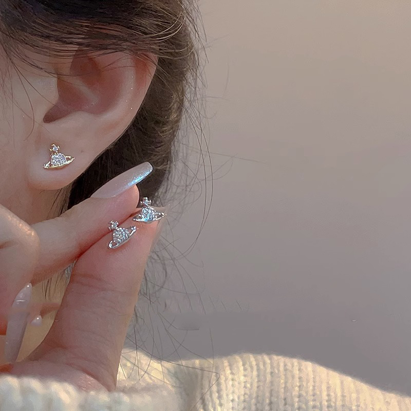 Bông Tai Hình Hành Tinh Màu Bạc Đính Kim Cương Thời Trang Hàn Quốc