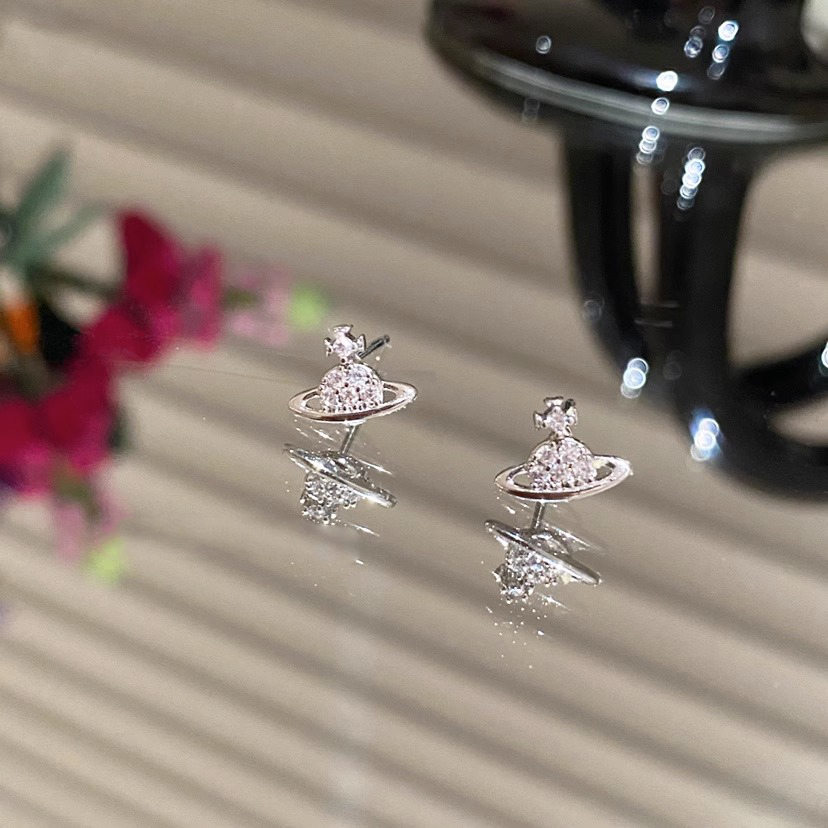 Bông Tai Hình Hành Tinh Màu Bạc Đính Kim Cương Thời Trang Hàn Quốc