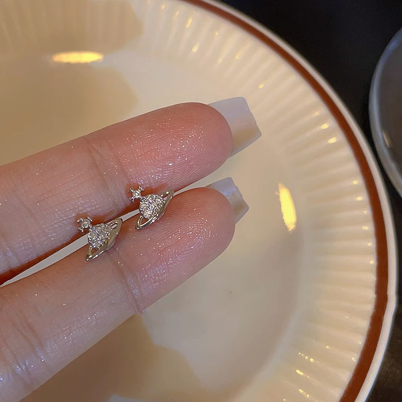 Bông Tai Hình Hành Tinh Màu Bạc Đính Kim Cương Thời Trang Hàn Quốc