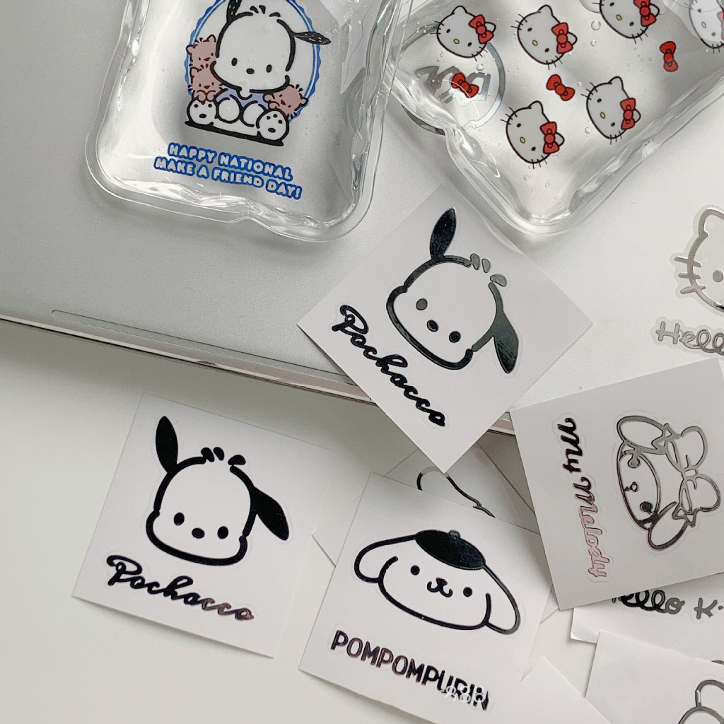 Sanrio Miếng Dán Trang Trí Điện Thoại Bằng Kim Loại Chống Thấm Nước Họa Tiết Hoạt Hình Dễ Thương