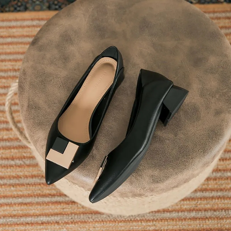 Giày Cao Gót Mũi Nhọn Chất Liệu Da Thời Trang Cho Nữ