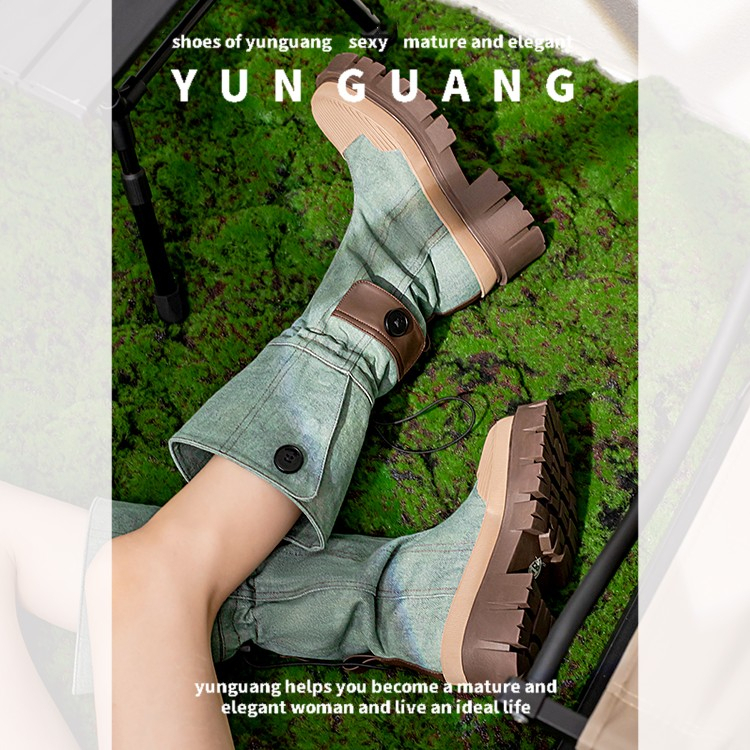 Yunguang Giày Bốt Đi Làm Thời Trang Mũi Vỏ Sò Cho Nữ