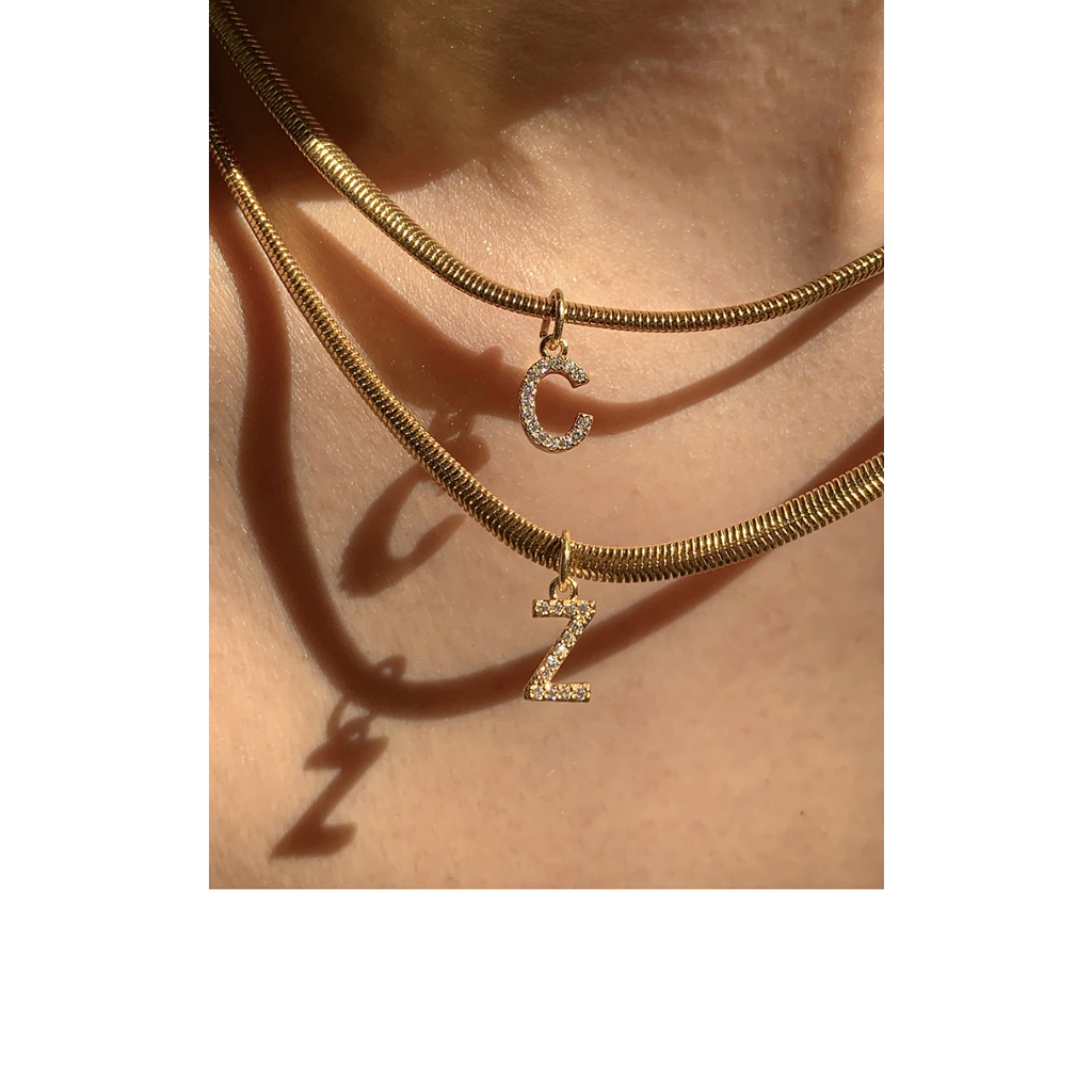 Vòng cổ Thép Titan Mạ Vàng 18k 26 Chữ Cái Tiếng Anh Phong Cách vintage