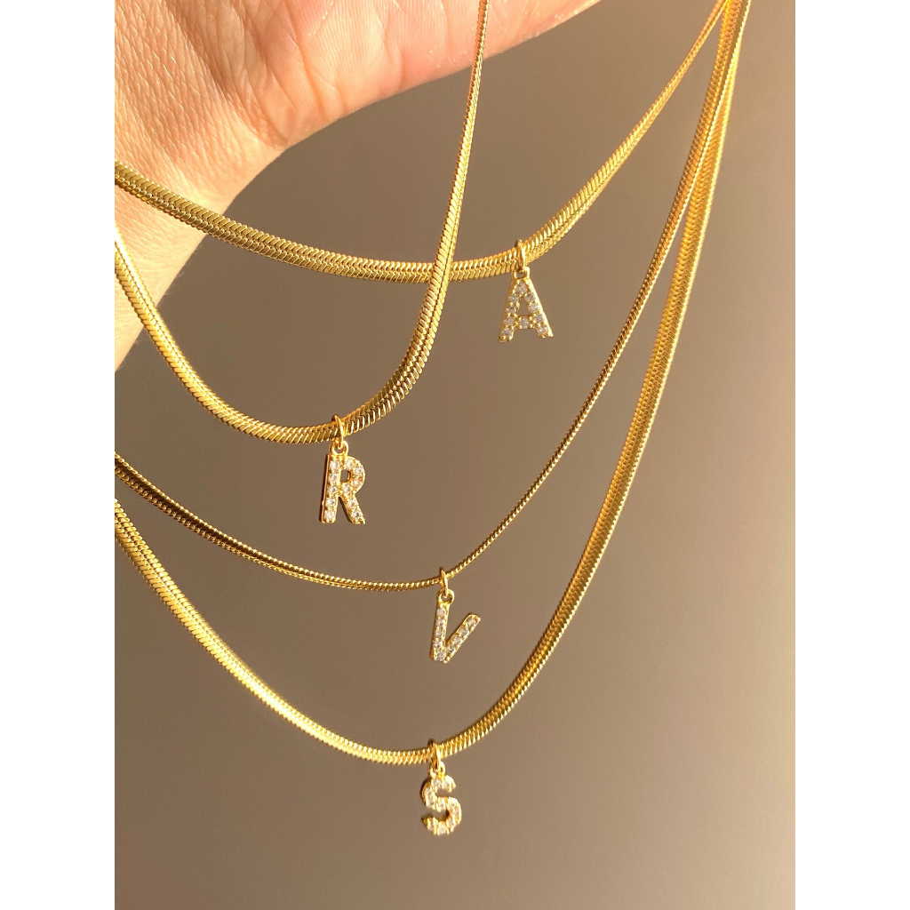 Vòng cổ Thép Titan Mạ Vàng 18k 26 Chữ Cái Tiếng Anh Phong Cách vintage