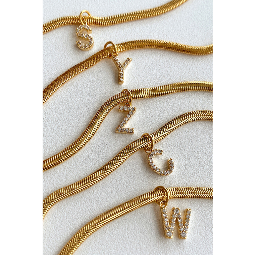 Vòng cổ Thép Titan Mạ Vàng 18k 26 Chữ Cái Tiếng Anh Phong Cách vintage