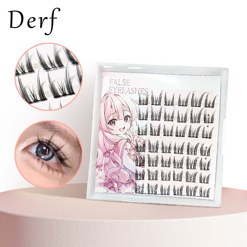 Bộ 42 cụm lông mi giả Derf dày dài cong tự nhiên 3D DIY