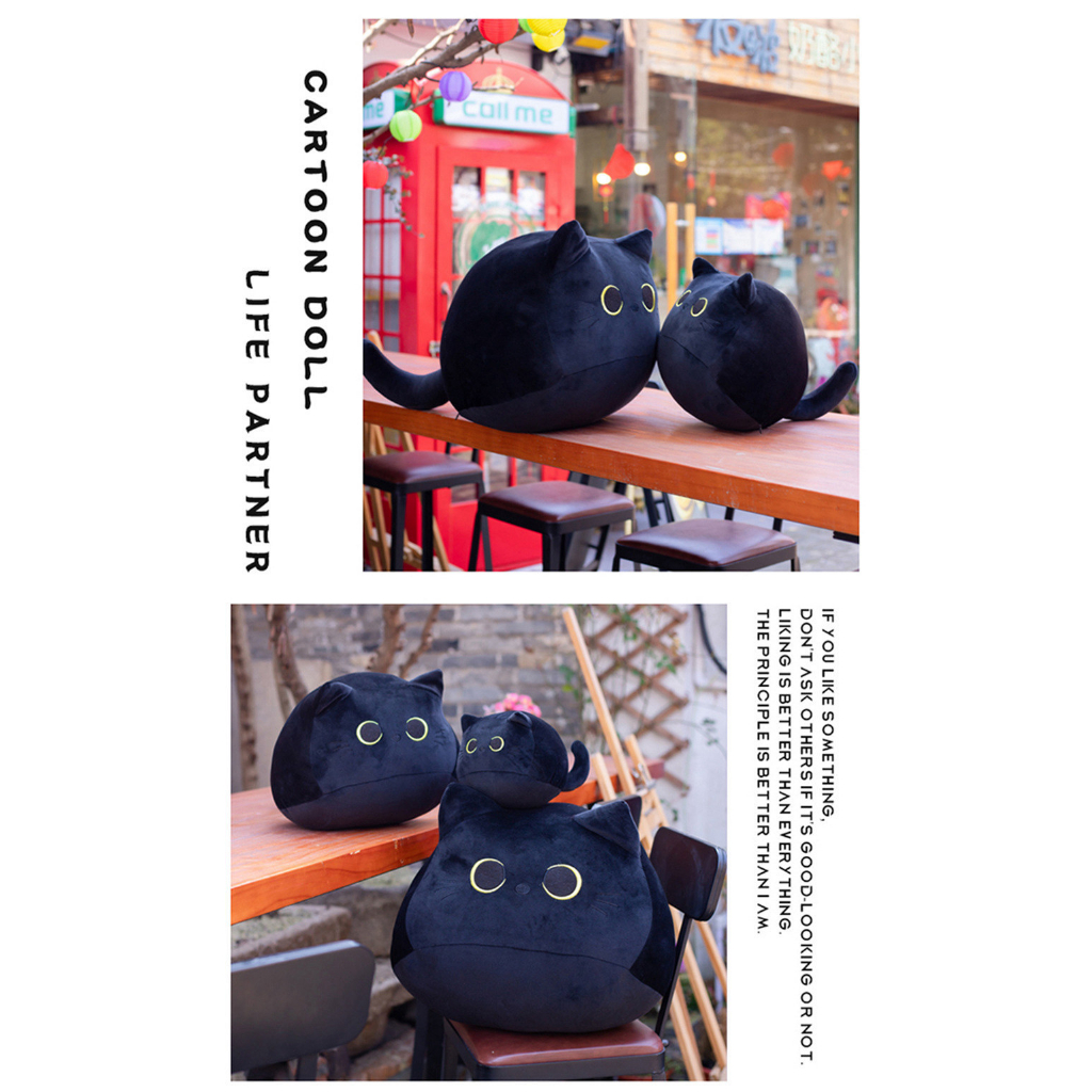 Thú Nhồi Bông Hình Chú Mèo Đen Đáng Yêu Trang Trí Phòng Ngủ