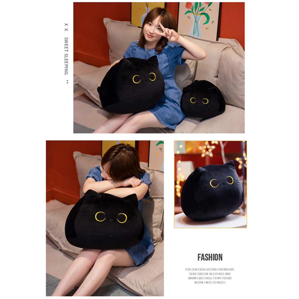 Thú Nhồi Bông Hình Chú Mèo Đen Đáng Yêu Trang Trí Phòng Ngủ