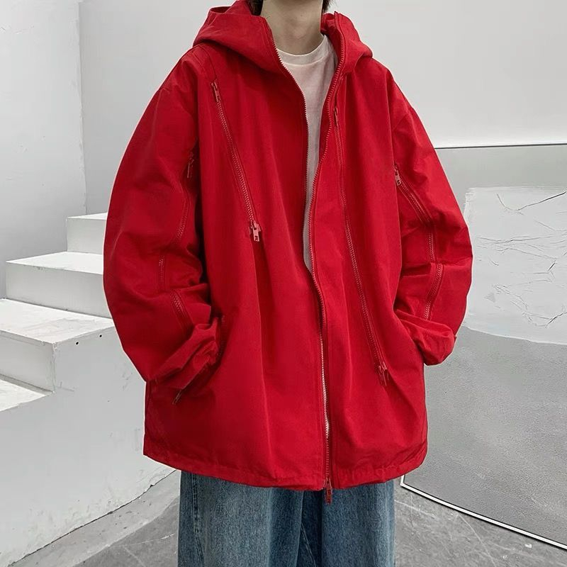 Áo Khoác Có Mũ Trùm Đầu Màu Trơn Chống Nước Chống Gió Phong Cách Mới Dành Cho Nam