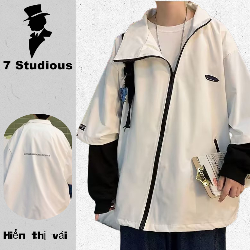 【S-2XL】2023 Áo hoodie nam zip unisex khoác bomber nỉ bông mũ áo trùm đầu 2 lớp thân 1 lớp phong cách Hàn Quốc thiết kế màu tương phản