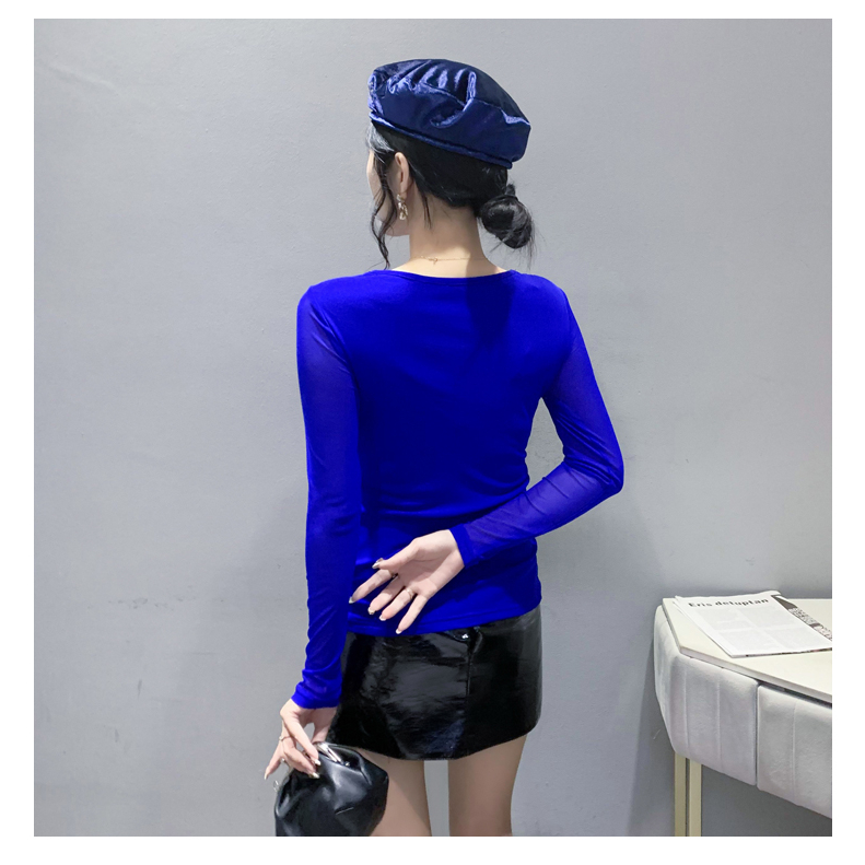 Miou Áo Thun Lưới Tay Dài Khoét Chéo Thời Trang Thu Đông 2023 Kích Thước 3xl