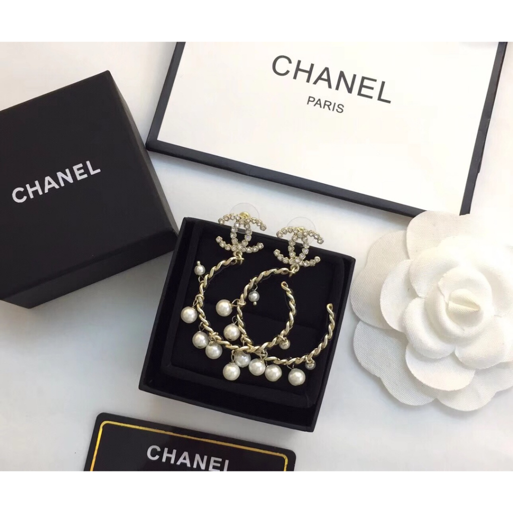 Thời Trang Bông Tai Mạ Bạc 925 Hình Chữ Đính Ngọc Trai Giả Xinh Xắn