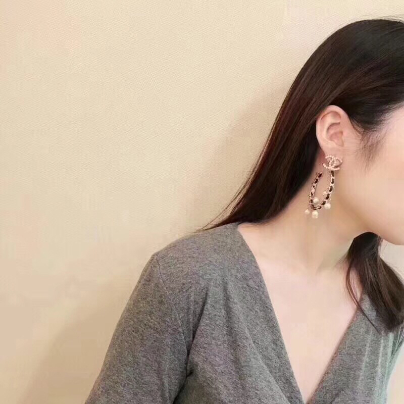 Thời Trang Bông Tai Mạ Bạc 925 Hình Chữ Đính Ngọc Trai Giả Xinh Xắn