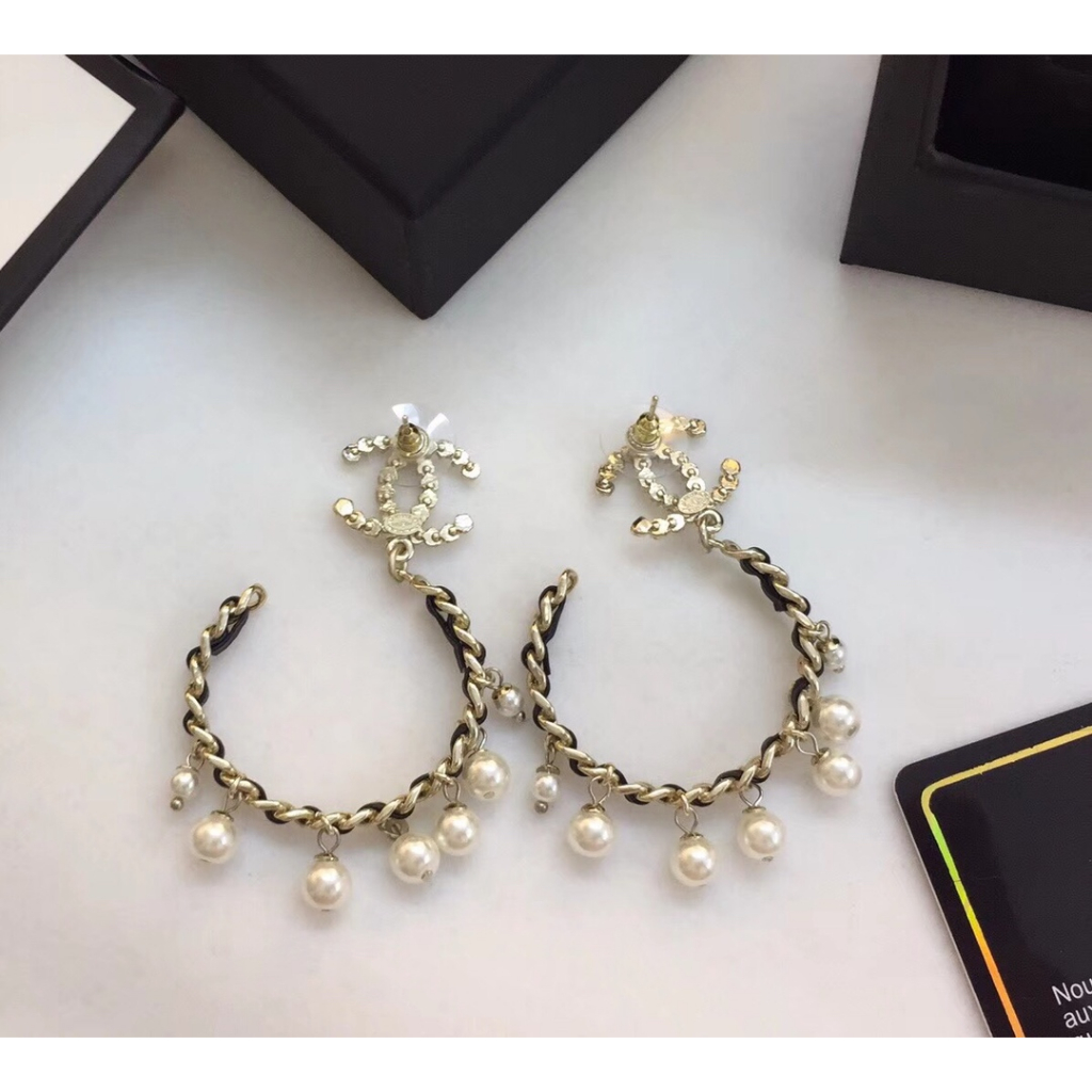 Thời Trang Bông Tai Mạ Bạc 925 Hình Chữ Đính Ngọc Trai Giả Xinh Xắn