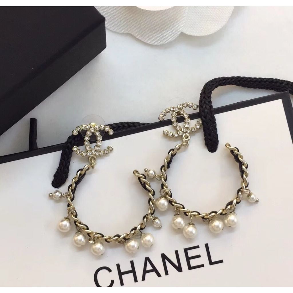 Thời Trang Bông Tai Mạ Bạc 925 Hình Chữ Đính Ngọc Trai Giả Xinh Xắn