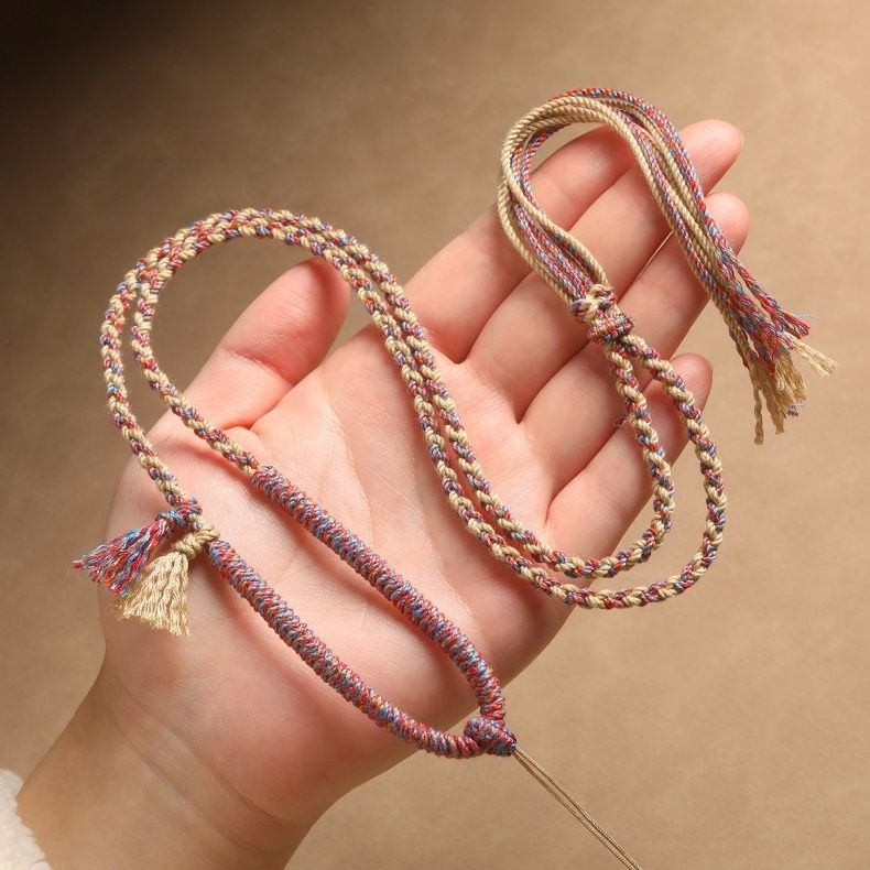 Vòng Cổ Dây cotton Bện Dày Mặt Đá Ngọc Bích Phong Cách Tây Tạng Cao Cấp dzi Cho Nam Và Nữ