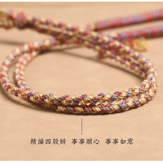 Vòng Cổ Dây cotton Bện Dày Mặt Đá Ngọc Bích Phong Cách Tây Tạng Cao Cấp dzi Cho Nam Và Nữ