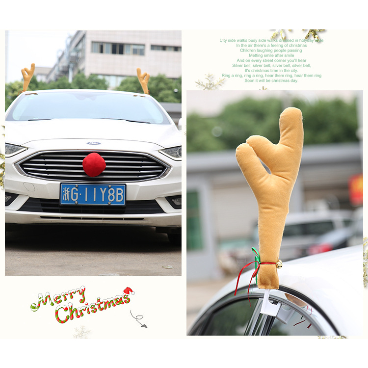 Tuần Lộc Có Chuông Mũi Đỏ Trang Trí Xe Hơi Xe Tải Giáng Sinh