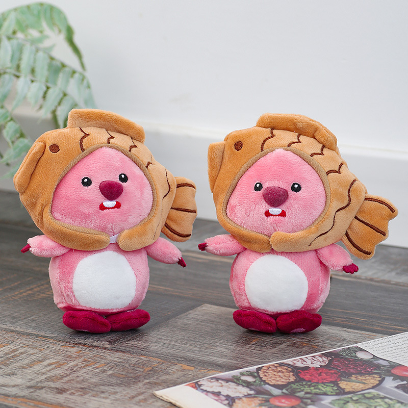 Dễ thương hải ly nhỏ cá tráp đồ chơi sang trọng búp bê móc chìa khóa quà tặng sinh nhật