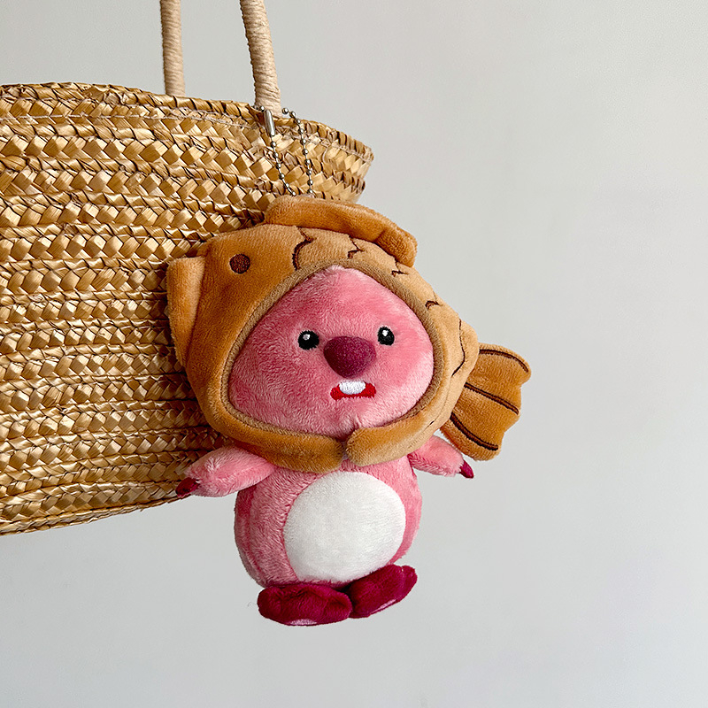 Dễ thương hải ly nhỏ cá tráp đồ chơi sang trọng búp bê móc chìa khóa quà tặng sinh nhật