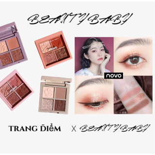 Novo sakura story four-color eyeshadow super hot glitter small palette beads matte portable waterproof cheap earth color eyeshadow
