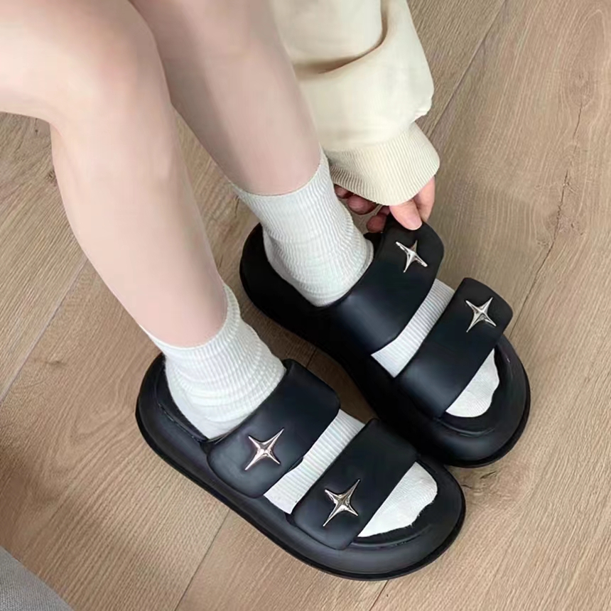 Dép lê đế dày nữ dép quai ngang đi ngoài mùa hè