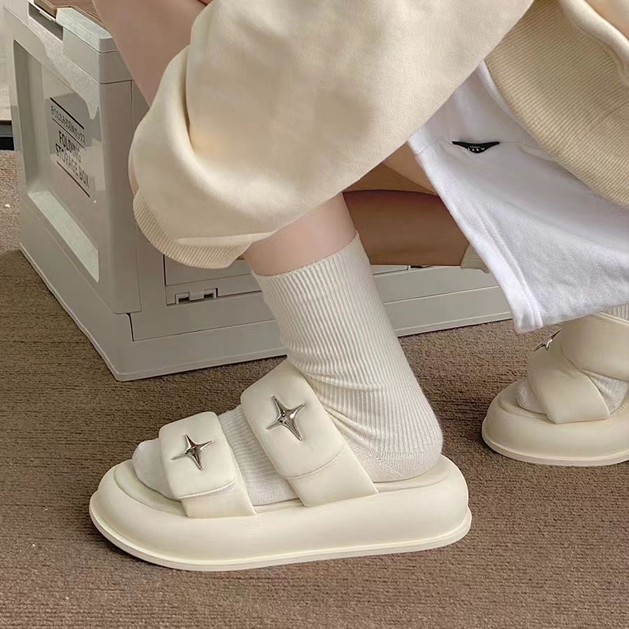Dép lê đế dày nữ dép quai ngang đi ngoài mùa hè