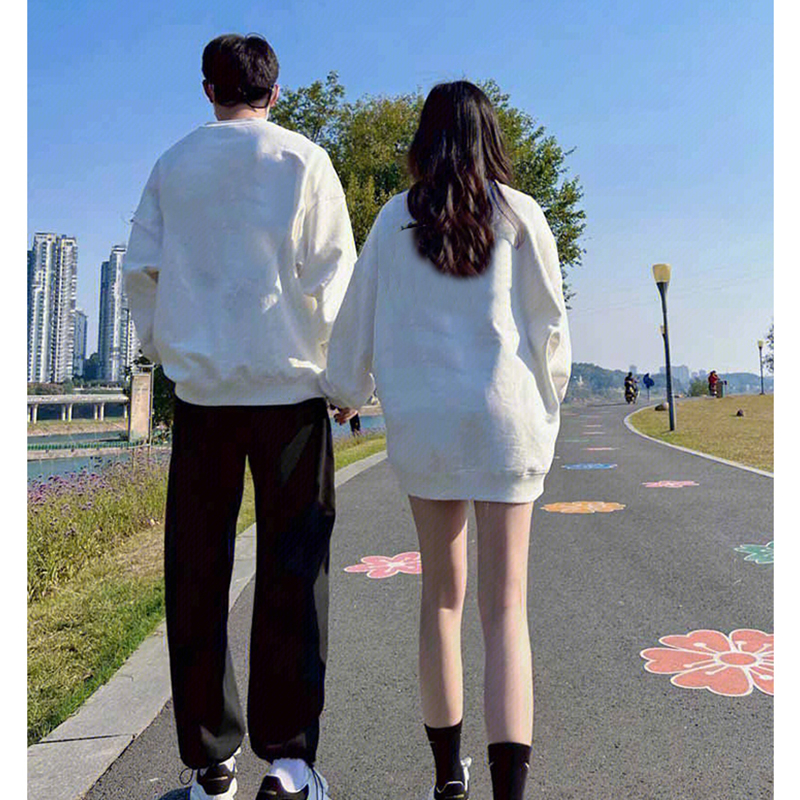 Áo sweatshirt IHKKE dáng rộng cổ tròn in hình gấu hồng thời trang unisex Hàn Quốc