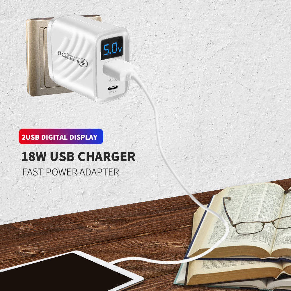 ✨Trong kho✨Adapter Sạc Pd 20W Usb Màn Hình Kỹ Thuật Số Sạc Nhanh Quick Charge 3.0 Cho Điện Thoại Iphone Xiaomi Samsung top11.vn