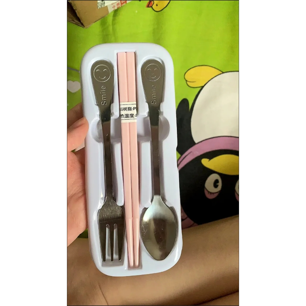 Sanrio Bộ Muỗng Nĩa Bằng Thép Không Gỉ Hình Cún kuromi Dễ Thương Cho Bé