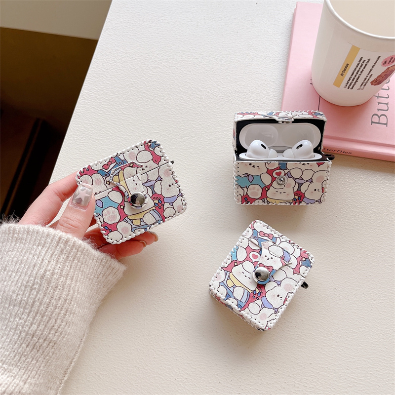 Vỏ Bảo Vệ Hộp Sạc Tai nghe không dây airpods 1 2 3 pro pro2 pro2 / pro / 3 / 2 / 1 Bằng Da Hình Thỏ Dễ Thương