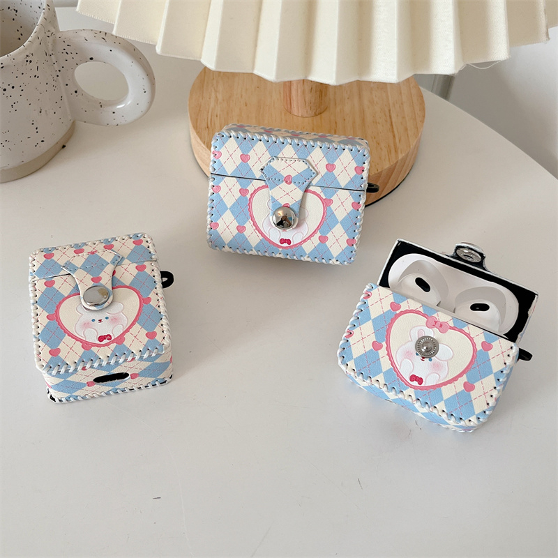 Vỏ Bảo Vệ Hộp Sạc Tai nghe không dây airpods 1 2 3 pro pro2 pro2 / pro / 3 / 2 / 1 Bằng Da Hình Thỏ Dễ Thương