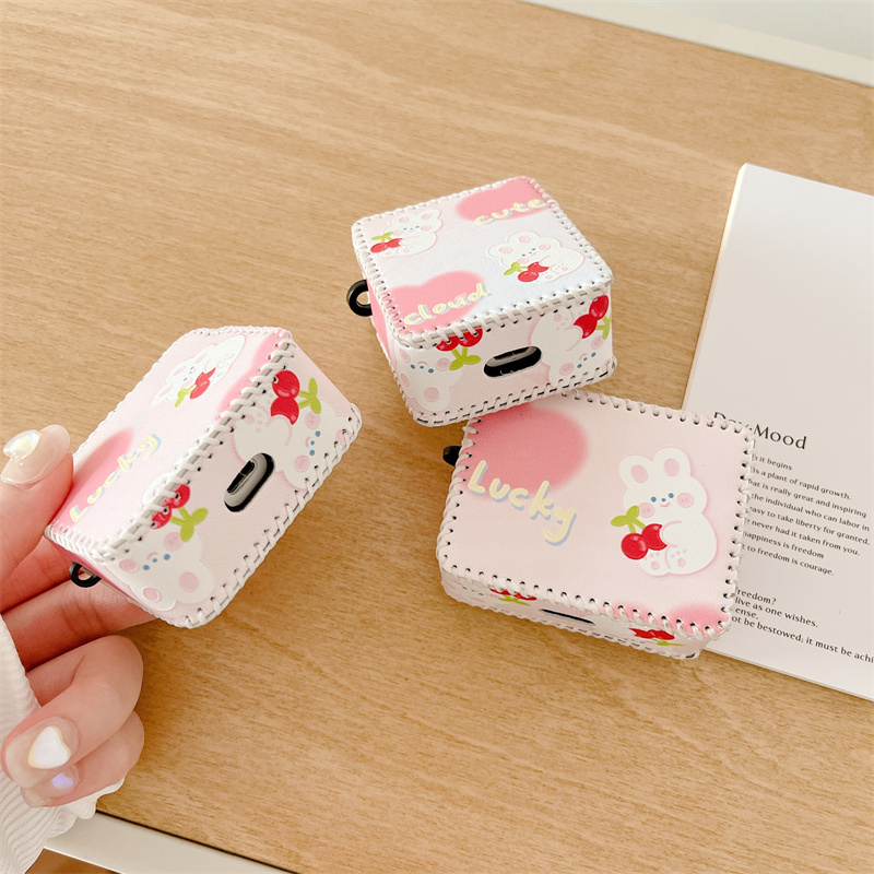 Vỏ Bảo Vệ Hộp Sạc Tai nghe không dây airpods 1 2 3 pro pro2 pro2 / pro / 3 / 2 / 1 Bằng Da Hình Thỏ Dễ Thương