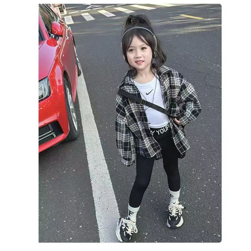 Áo Sơ Mi cotton Dài Tay Họa Tiết Caro Thời Trang Xuân Thu Cho Bé Gái