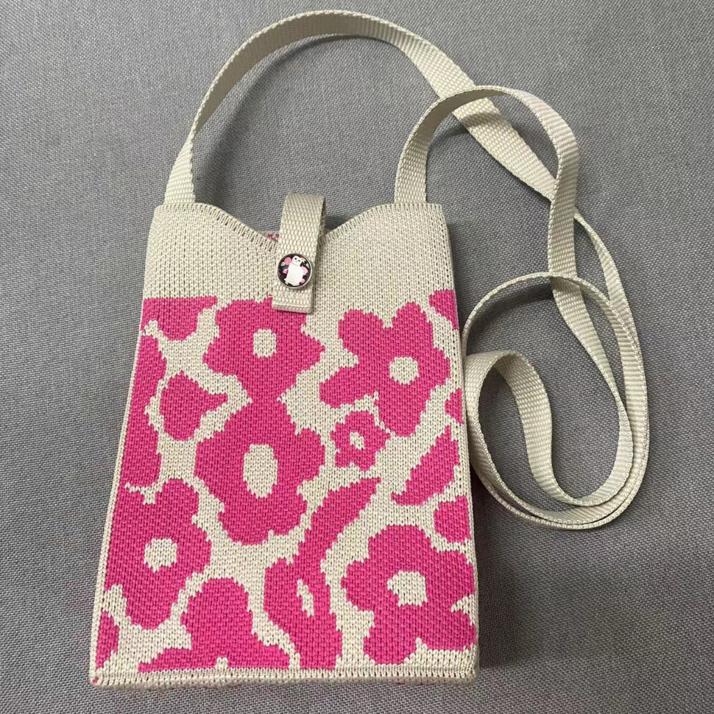 Thời Trang Túi Xách Đeo Vai Đan Len Sọc Ca Rô Phối Màu Cá Tính