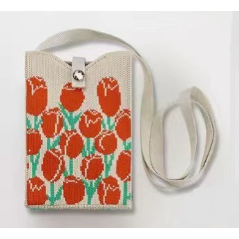 Thời Trang Túi Xách Đeo Vai Đan Len Sọc Ca Rô Phối Màu Cá Tính