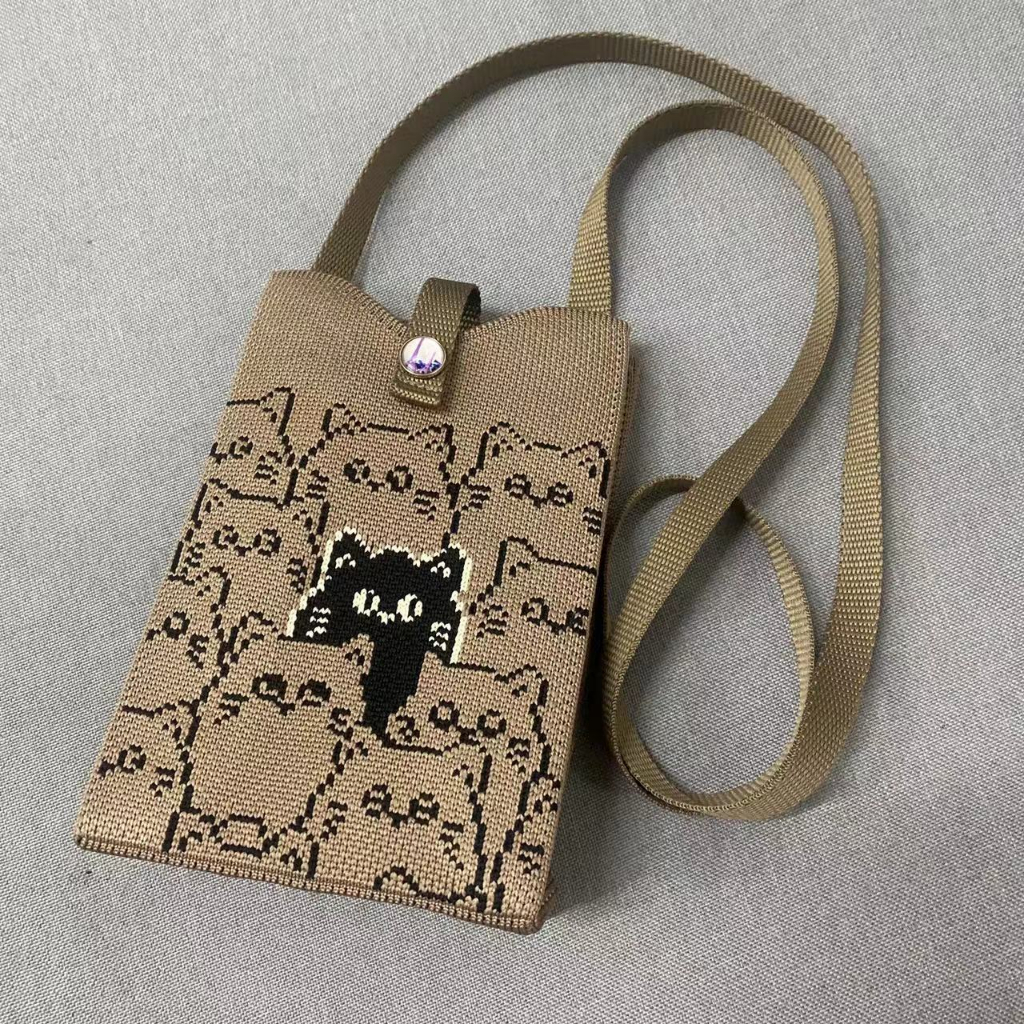 Thời Trang Túi Xách Đeo Vai Đan Len Sọc Ca Rô Phối Màu Cá Tính